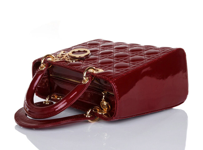 lady dior patent leather bag 6322 wineredwith gold hardware